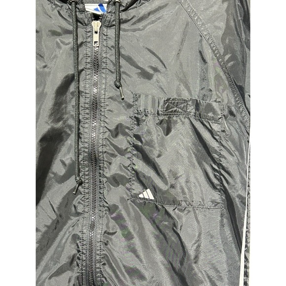 VTG Adidas Track Suit Mens M Jacket & Pants Windbreaker Lined Set 90s Y2K Black - Picture 3 of 16